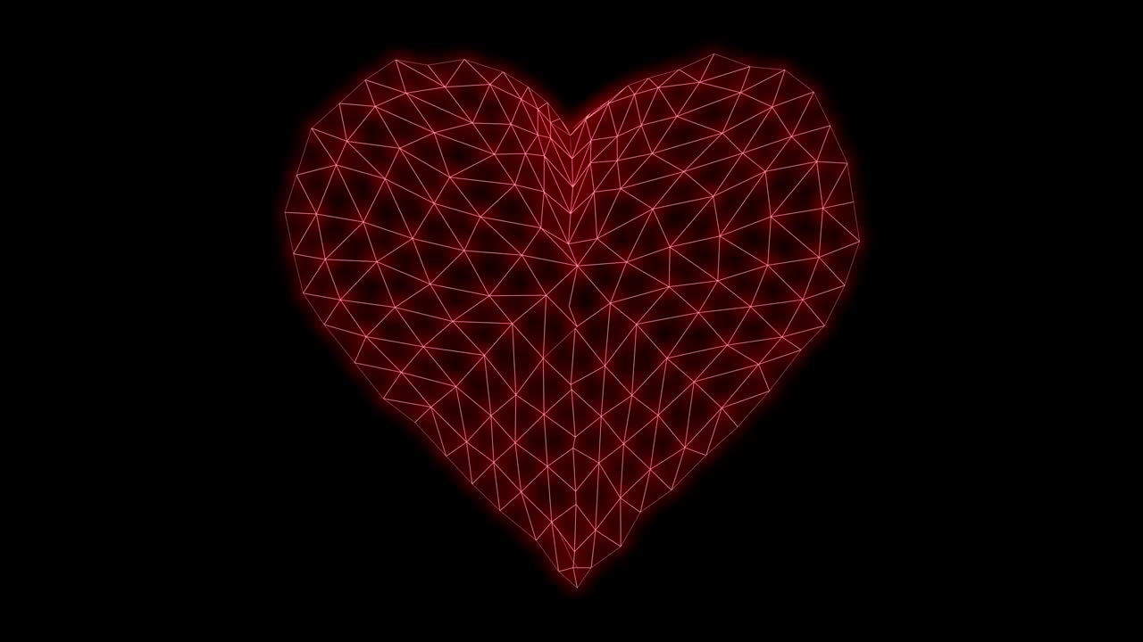 심장 반이는 네온 신스 웨이브 루프 회전 3d 렌더링