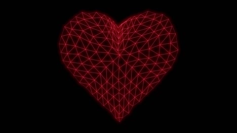 el corazón brillante de neón de onda sintética la rotación del bucle 3d