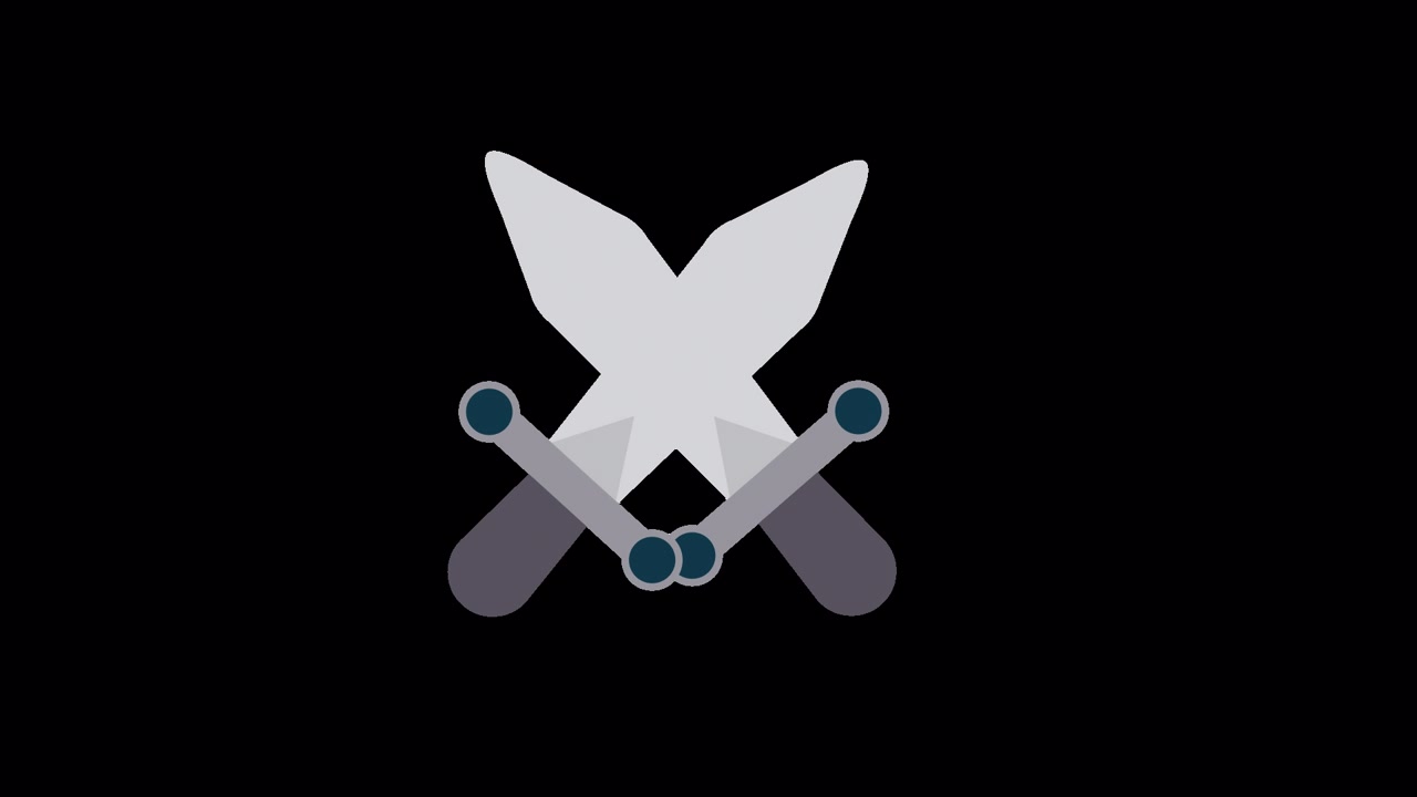 Grafica animata di due spade che si incrociano su sfondo nero