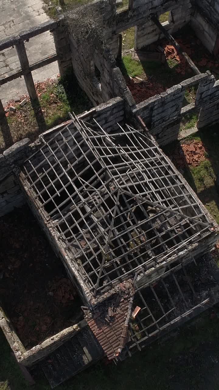 Aerial View of Ruins of an Abandoned Stone Building