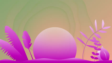 colorful plants and abstract shapes animation over gradient background