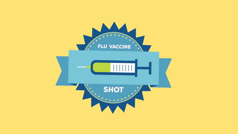 animación del texto de la vacuna contra la gripe sobre fondo amarillo