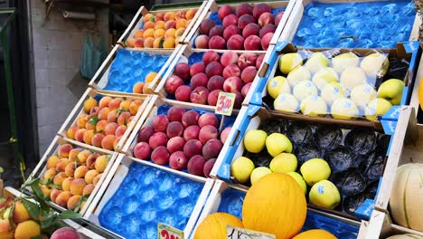 colorful fruit stall with various fresh fruits