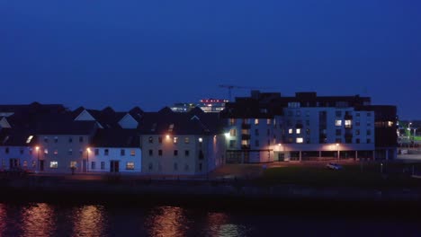 Slow-motion-pan-of-the-Long-Walk,-Galway-city