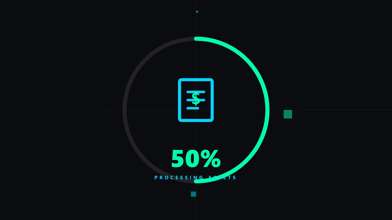 Digital Loading Progress Bar with Processing Assets Text