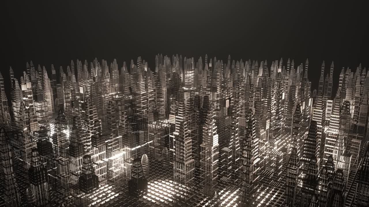 4K Motion graphic of Hologram modern city, smart city concept