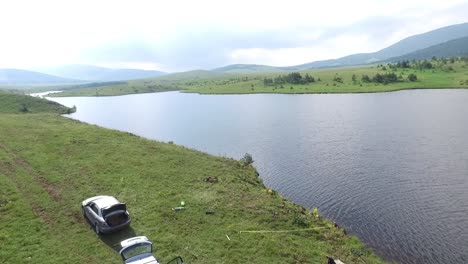 camping by lake - drone footage 1