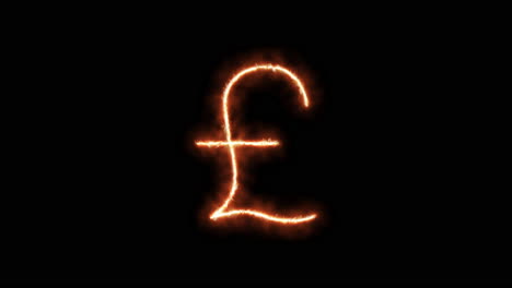 british pound currency symbol of burning flames and neon lights