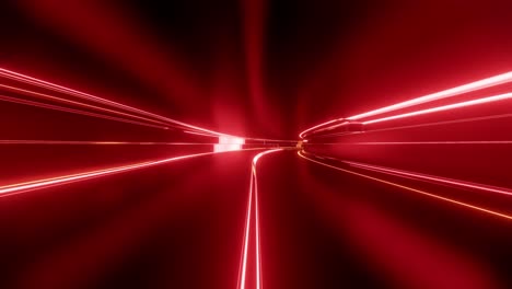 4k looped abstract high-tech tunnel with neon lights, camera flies through tunnel, neon lights flicker. sci-fi red orange background in the style of cyberpunk or high-tech future. 10