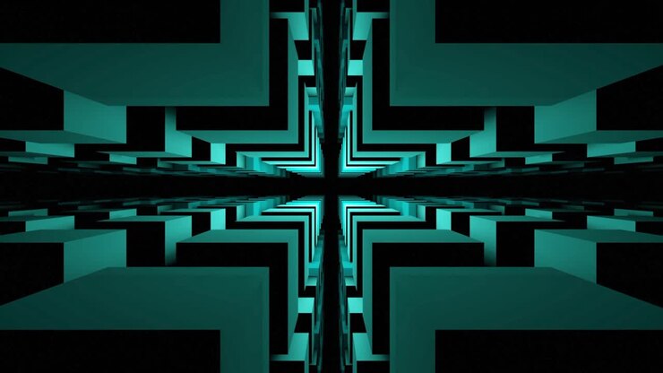 Abstrakter 3D-Tunnel mit geometrischen Formen