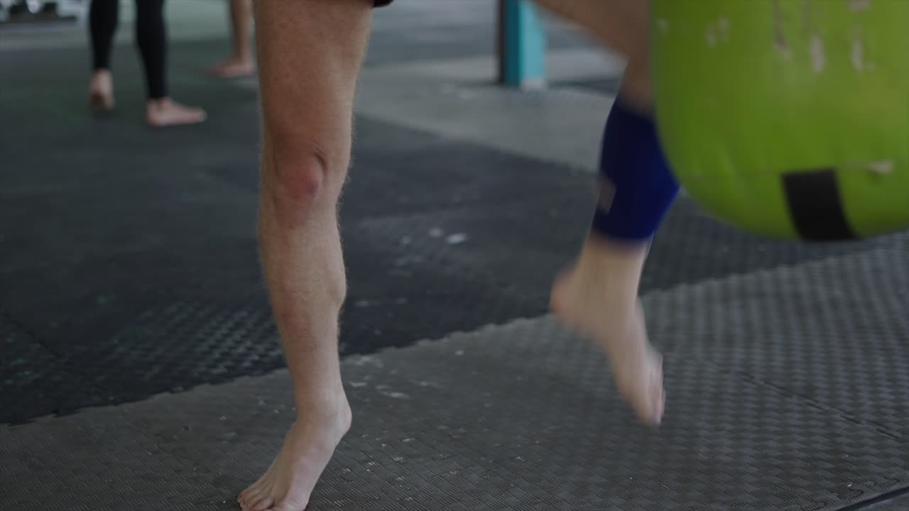 Close-up of Legs During Martial Arts or Fitness Training