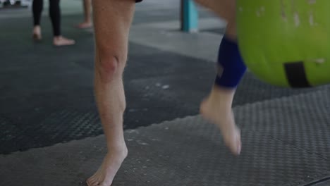 close-up of legs during martial arts or fitness training
