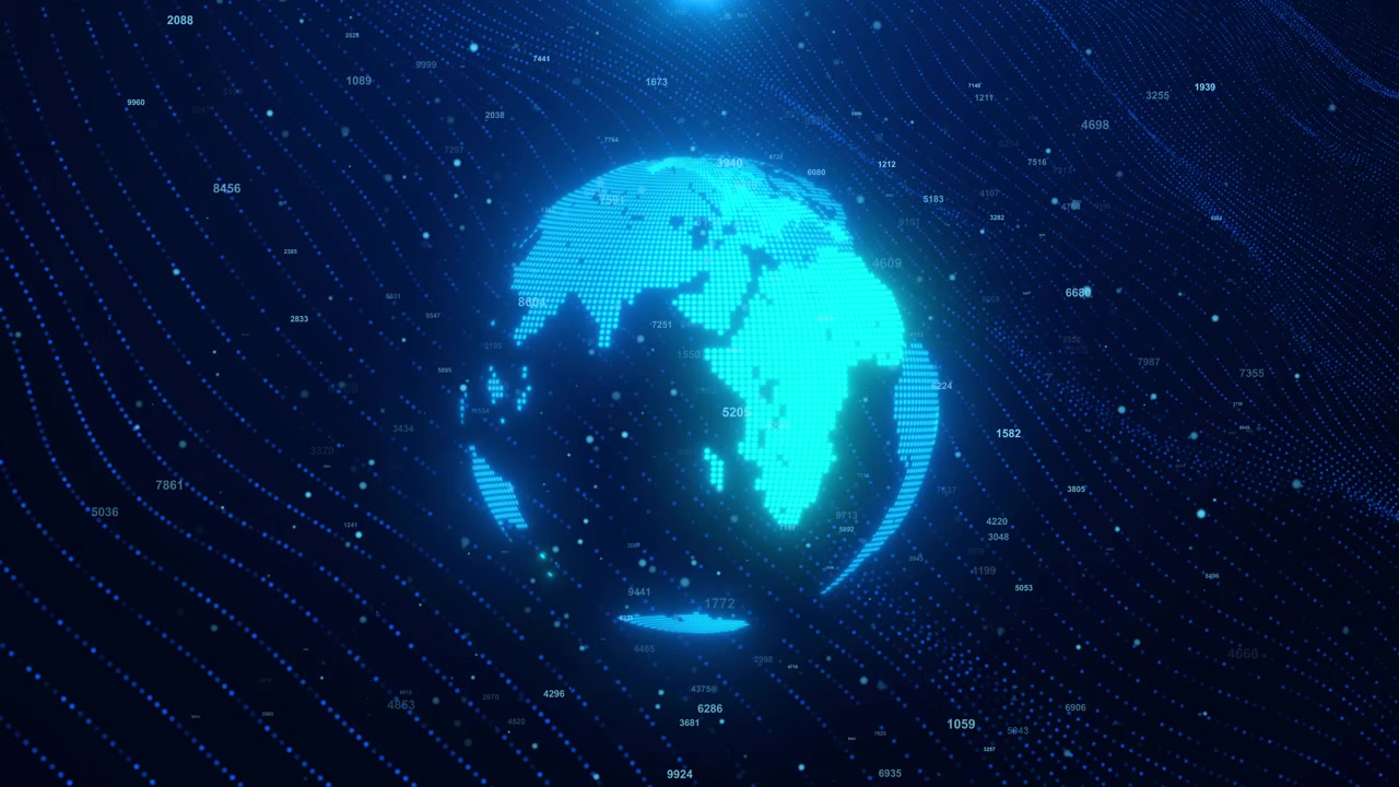 Digital Earth Globe Rotating Over Abstract Data Network