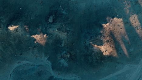 Aerial-Drone-Top-Down-Shot-Trona-Pinnacles-California-Desert-at-Sunset