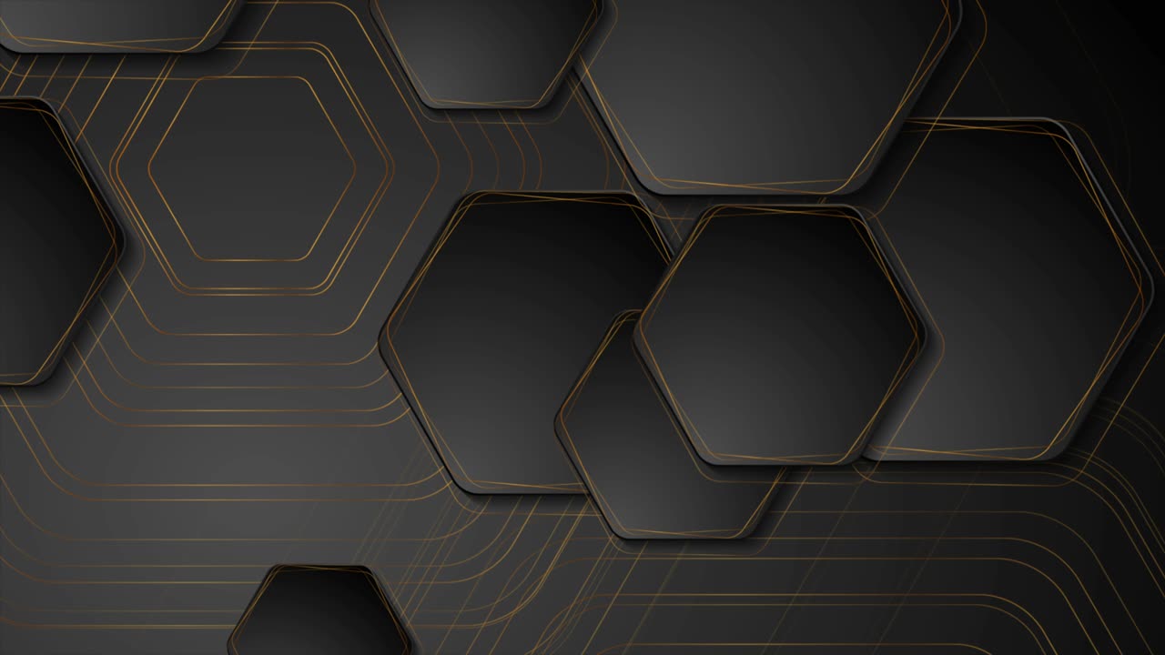 럭셔리 황금 기하학적 추상적인 모션 배경과 육각형