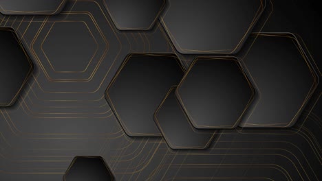 lujo dorado fondo de movimiento geométrico abstracto con hexágonos