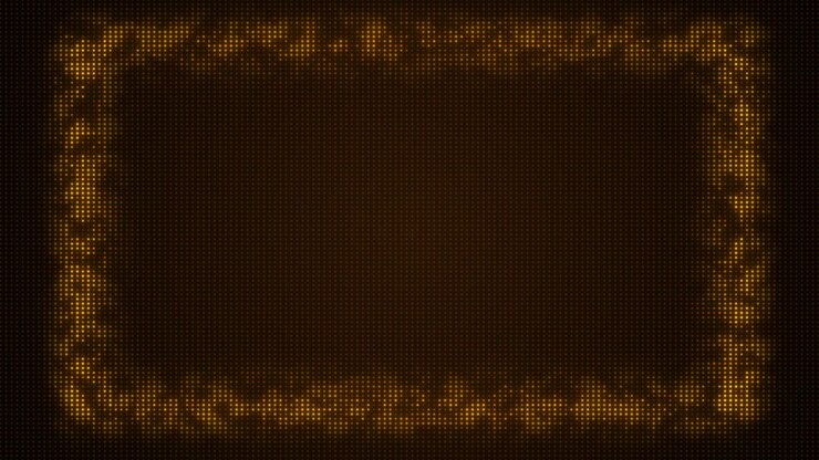 Golden led dot border background glowing particle pattern premium rectangular frame style title