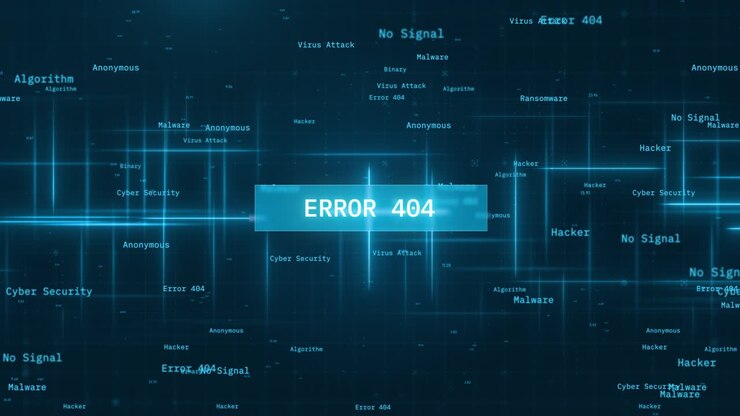 Fejl 404 advarselsmeddelelse. Computerhacking fejlmeddelelse. Glitchet baggrundseffekt