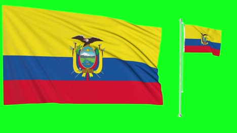 Greenscreen-Schwenkt-Ecuador-Flagge-Oder-Fahnenmast