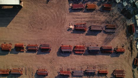 rising-aerial-of-steel-bar-supplier-in-Detroit,-Michigan,-America