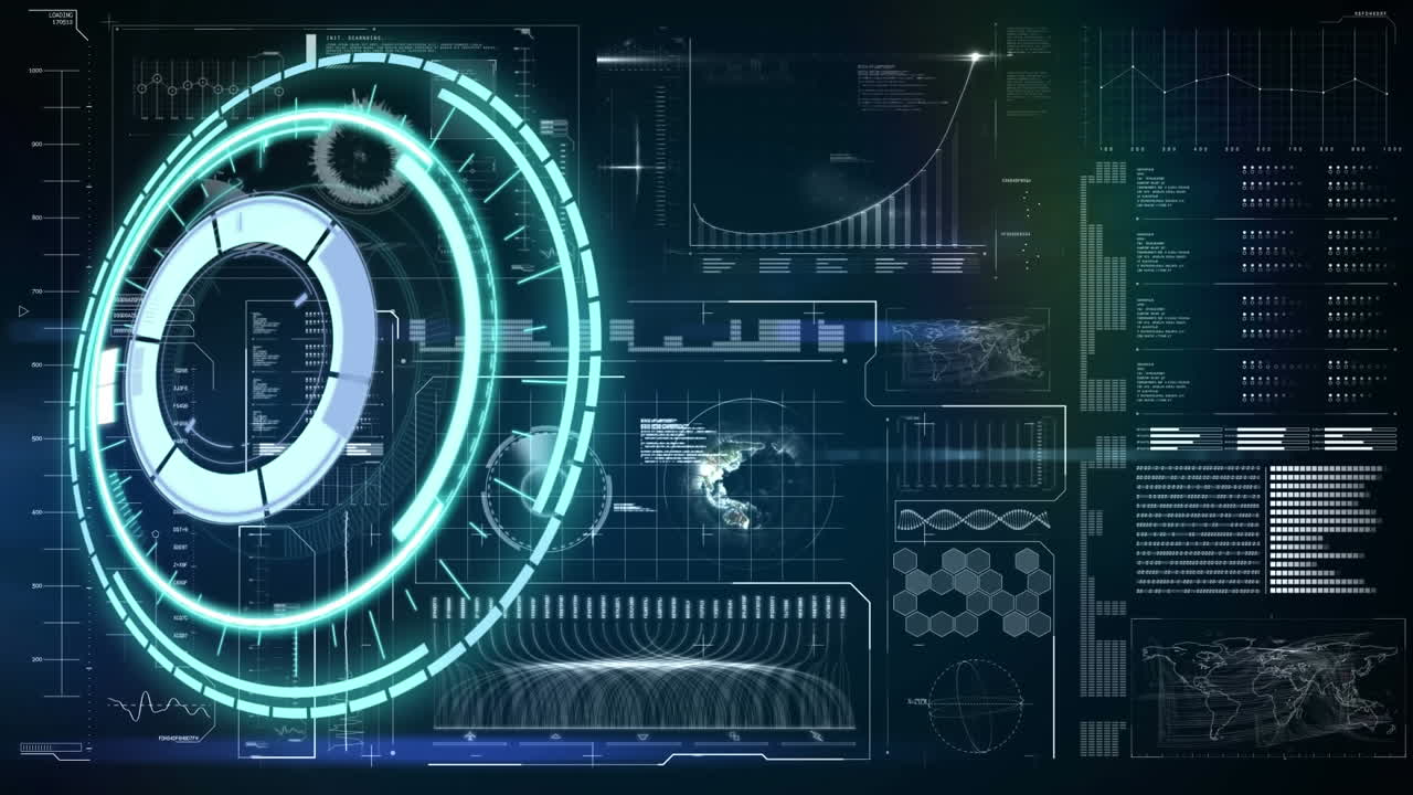 디지털 화면에서 스 ⁇  스캐닝과 데이터 처리의 애니메이션