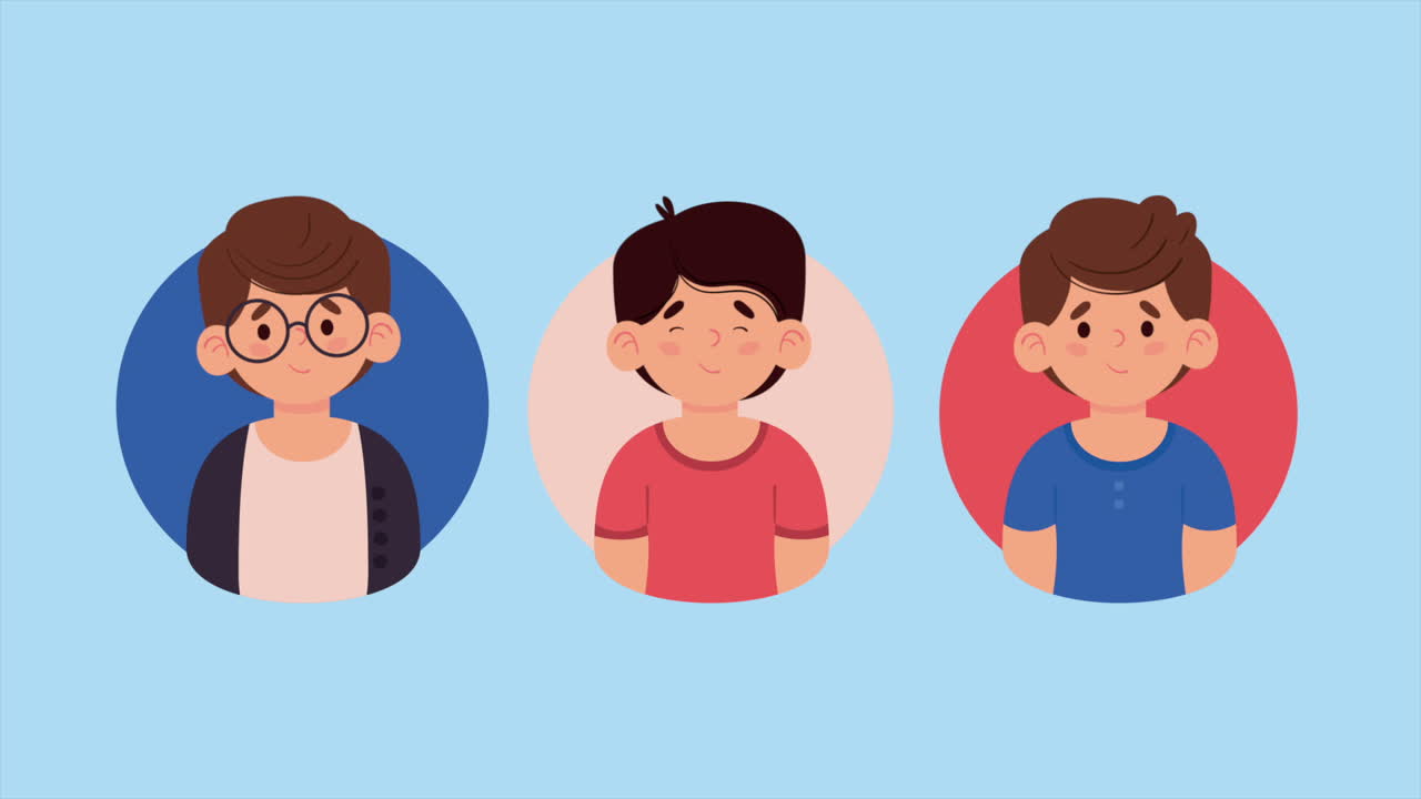 animación de personajes masculinos jóvenes