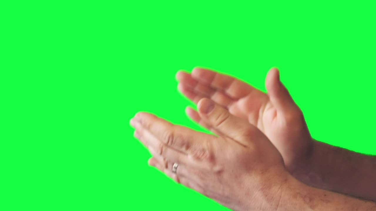 녹색 스크린에서 박수를 치는 손