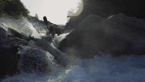 kayaking in a whitewater river