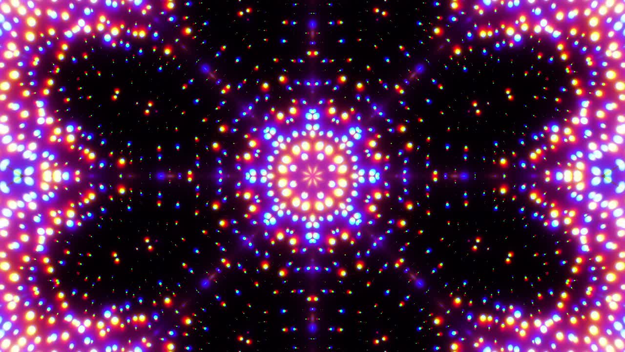 Multicolored dots moving to the beat of the music. Infinitely looped animation.