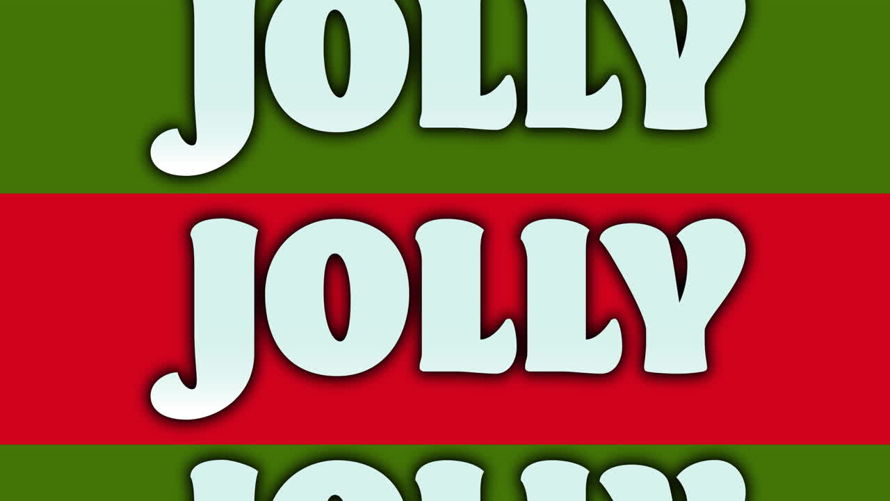 Animation af festlig tekst til jul på rød og grøn baggrund