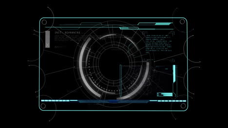animación de interfaz de escaneo futurista con elementos hud circulares y lecturas de datos