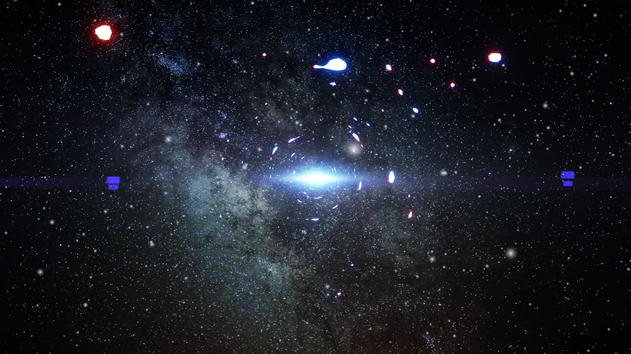 어두운 우주에 떠다니는 4k 입자