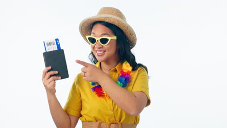 Ticket,-passport-and-happy-woman-dance