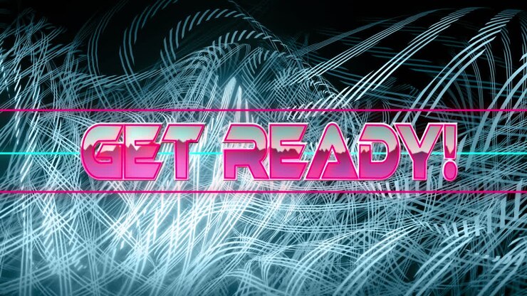 Animazione della scritta 'get ready' su una rete di connessioni.