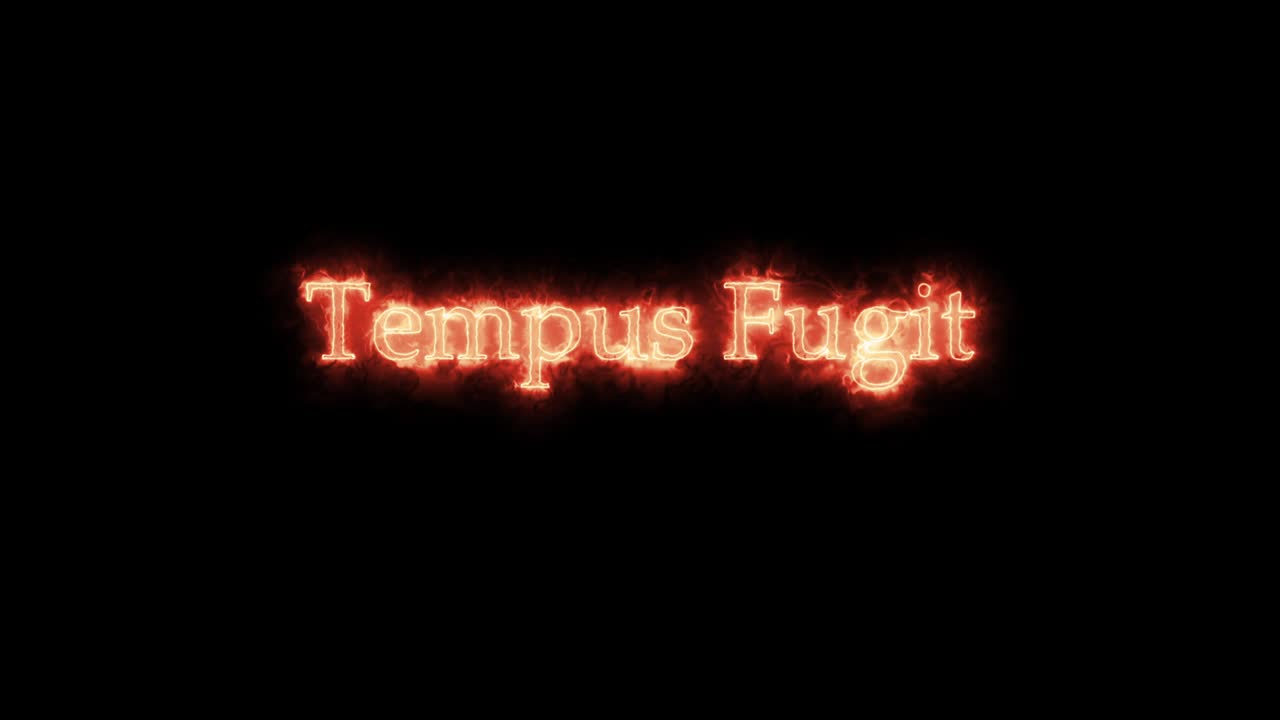 tempus fugit escrito con el bucle de fuego.