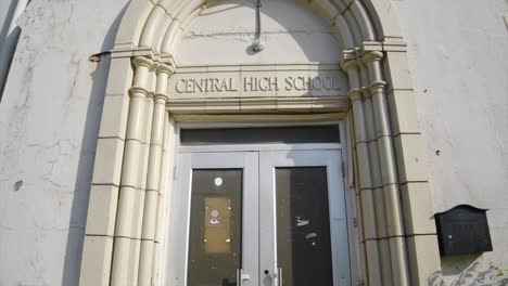 establishing shot of central high school - first school in texas for black people