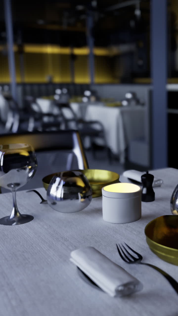 Apparecchiatura della tavola in un ristorante moderno con design eleganti
