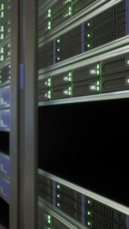 close-up of server racks in a data center