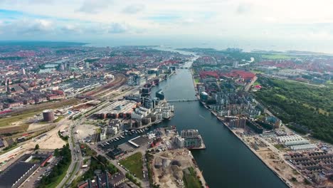 city aerial view over copenhagen