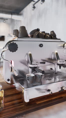 un primer plano de una máquina de espresso profesional