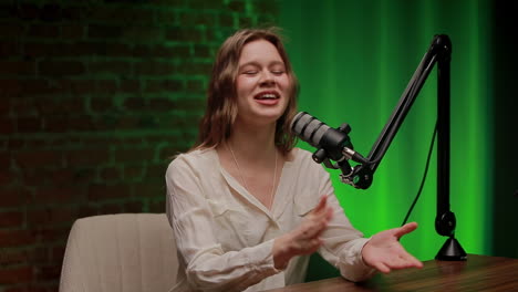 podcast interview with young woman