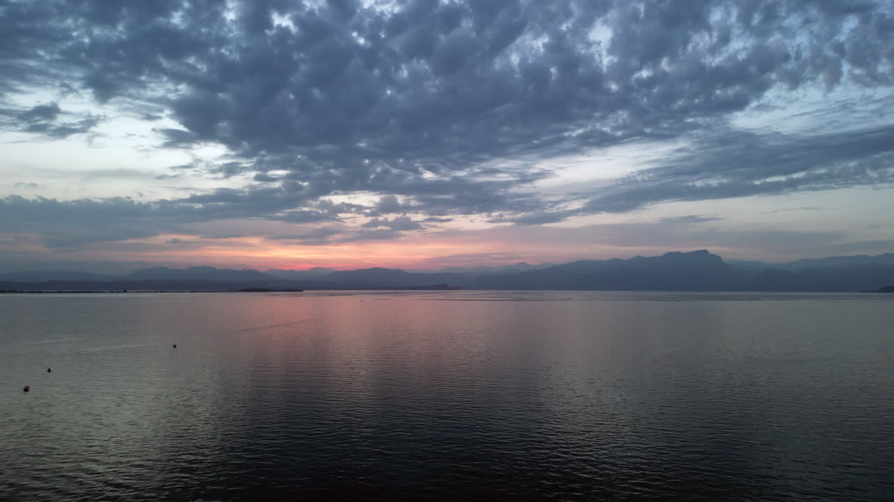 Blue hour after sunset Garda lake, Italy