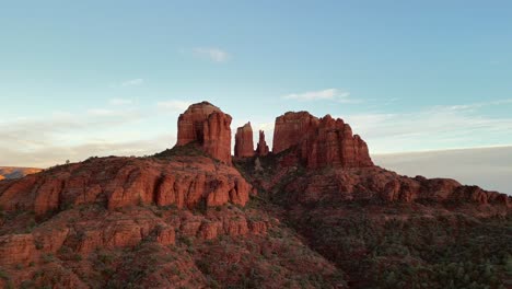 cathedral rock in sedona at sunset with panning up motion revealing red spires