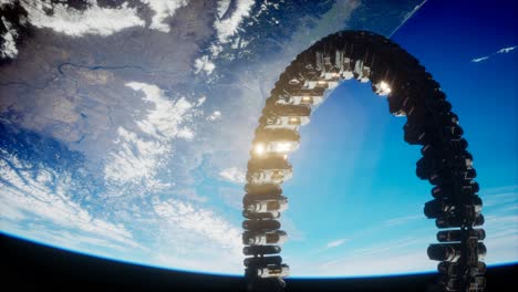 futuristic space station on earth orbit