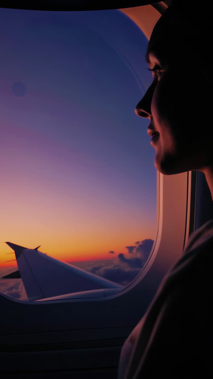 Uma vista deslumbrante do pôr-do-sol da janela do avião