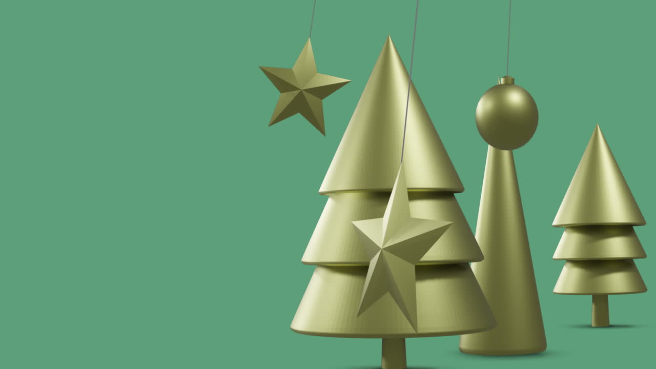 animación de decoraciones navideñas sobre un fondo verde
