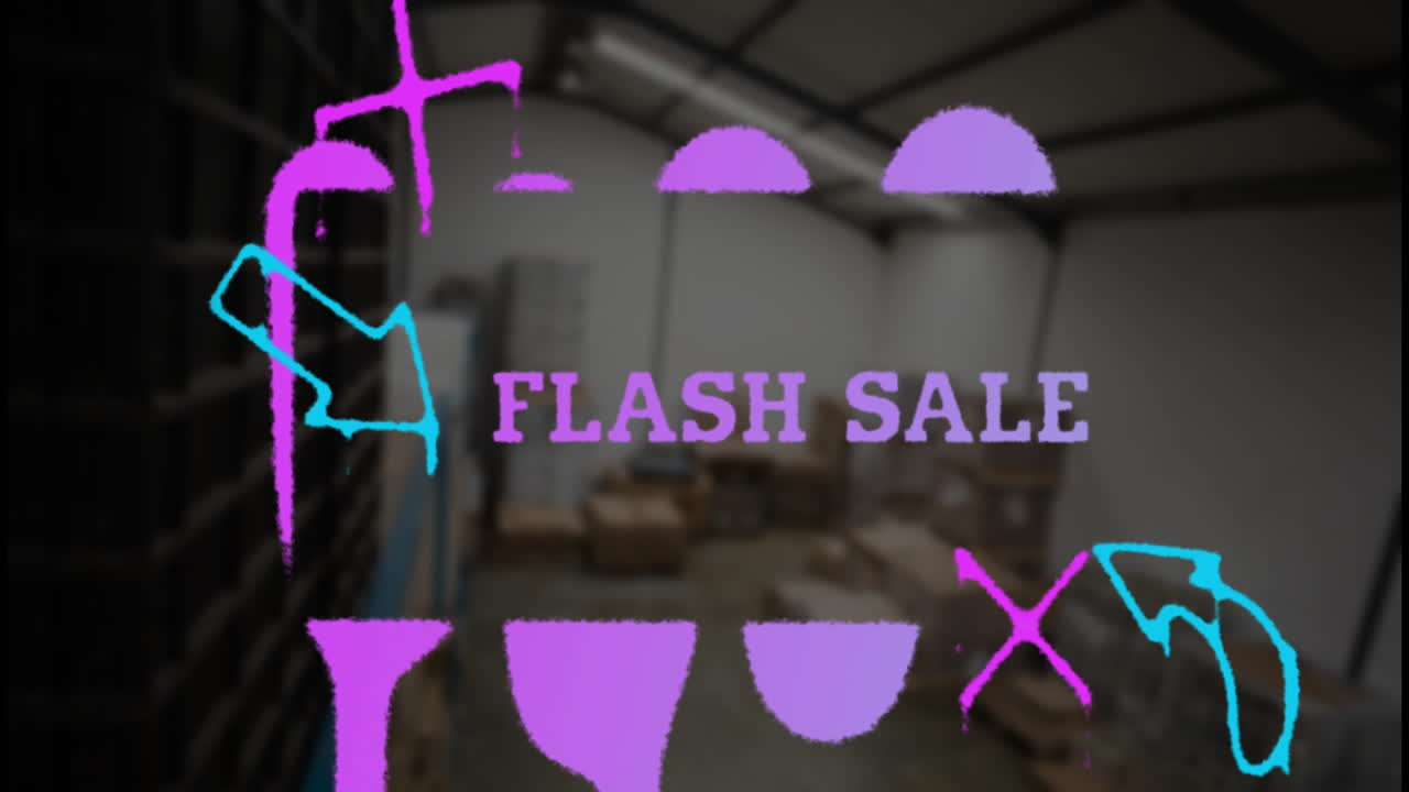 Forme astratte colorate su sfondo di magazzino per animazione di vendita flash.