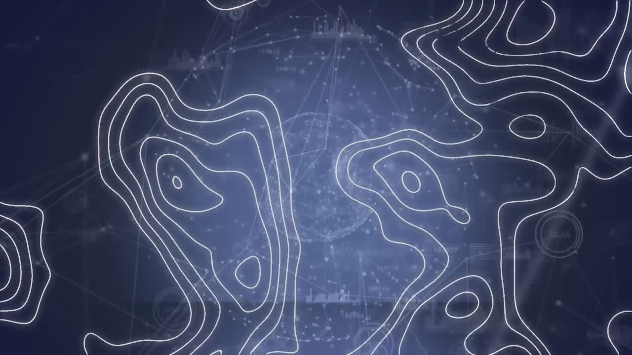 파란색 배경 위에 지구를 가진 연결 네트워크의 애니메이션