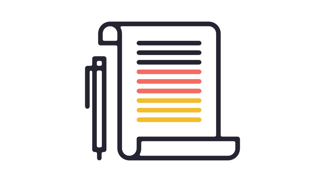 Business Contract Line Icon Animation with Alpha