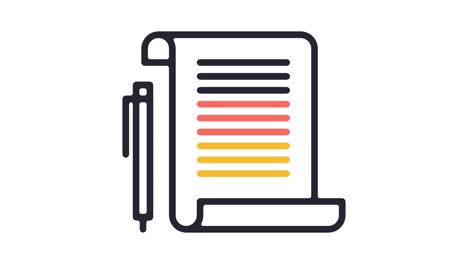 business contract line icon animation with alpha